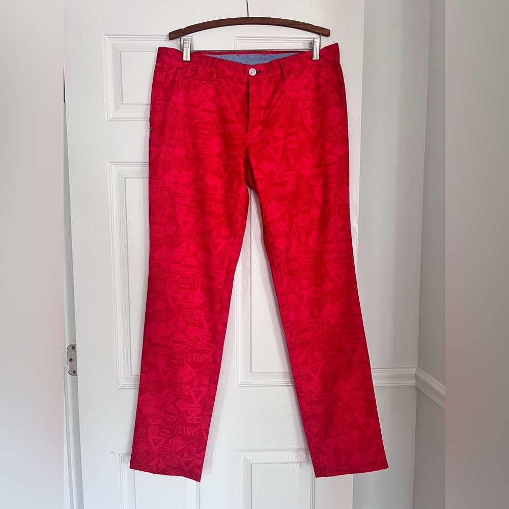 Callaway Golf Pants Trouser red print 6 Pockets lightweight Men's Japan 3L